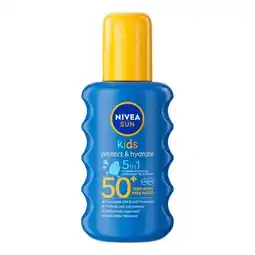 Etos NIVEA SUN Kids Protect & Hydrate Zonnebrand 5 in 1 Gekleurde Spray SPF50+ 200 ML aanbieding