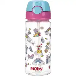 Etos Nûby Beker met Zacht Rietje en Drukknop Uit Tritan Roze 3+ J 540 ML aanbieding