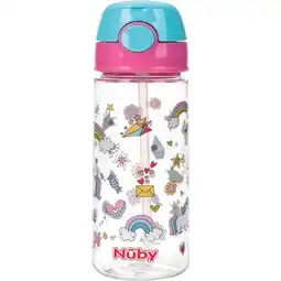 Etos Nûby Beker met Zacht Rietje en Drukknop Uit Tritan Roze 3+ J 540 ML aanbieding