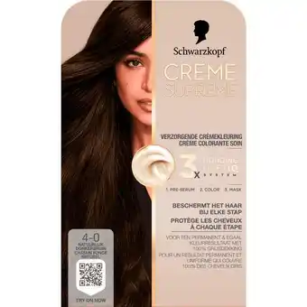 Etos Schwarzkopf Creme Supreme Haarkleuring 4-0 Natuurlijk Donkerbruin aanbieding