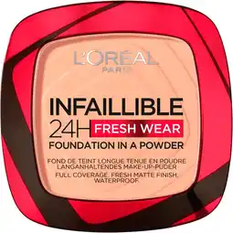 Etos L'Oréal Paris Infaillible 24H Fresh Wear Foundation in a Powder 245 Golden Honey aanbieding