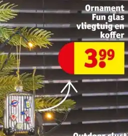 Kruidvat Ornament Fun glas vliegtuig en koffer aanbieding