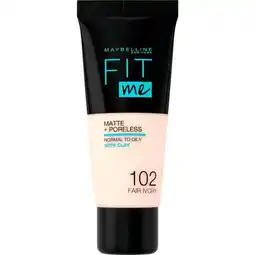 Etos Maybelline New York Fit Me Matte + Poreless Foundation 102 Fair Ivory 30 ML aanbieding