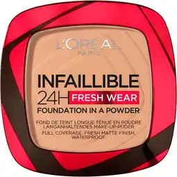 Etos L'Oréal Paris Infaillible 24H Fresh Wear Foundation in a Powder 140 Golden Beige aanbieding