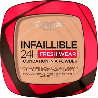 Etos L'Oréal Paris Infaillible 24H Fresh Wear Foundation in a Powder 140 Golden Beige aanbieding