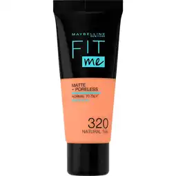 Etos Maybelline New York Fit Me Matte + Poreless Foundation 320 Natural Tan 30 ML aanbieding