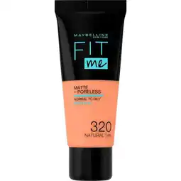 Etos Maybelline New York Fit Me Matte + Poreless Foundation 320 Natural Tan 30 ML aanbieding