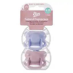 Etos Etos Fopspeen 6M+ roze violet 2 stuks aanbieding