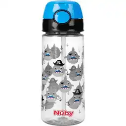 Etos Nûby Beker met Zacht Rietje en Drukknop Uit Tritan Blauw 3+ J 540 ML aanbieding