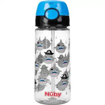 Etos Nûby Beker met Zacht Rietje en Drukknop Uit Tritan Blauw 3+ J 540 ML aanbieding