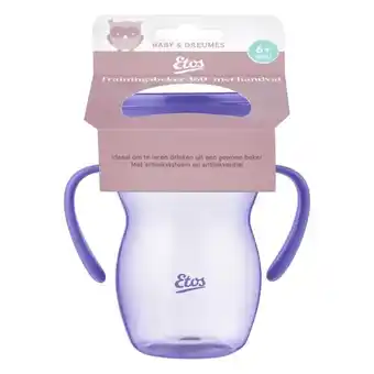 Etos Etos 360° Trainingsbeker met handvaten paars 270 ML aanbieding
