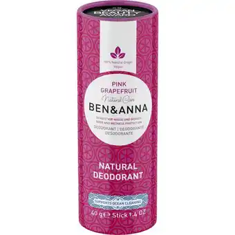 Etos Ben & Anna Pink Grapefruit Deodorant Stick 40 GR aanbieding