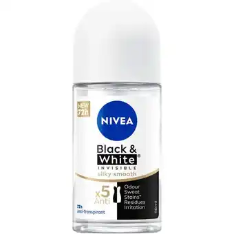 Etos NIVEA Black & White Invisible Silky Smooth Deodorant Roller 50 ML aanbieding