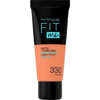 Etos Maybelline New York Fit Me Matte + Poreless Foundation 330 Toffee 30 ML aanbieding