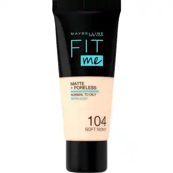 Etos Maybelline Fit Me Matte & Poreless Foundation 104 Soft Ivory Medium Dekkende Foundation aanbieding