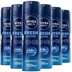 Etos NIVEA MEN Fresh Active Deodorant Spray 150 ML Multipack 6 stuks aanbieding