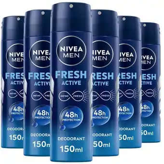 Etos NIVEA MEN Fresh Active Deodorant Spray 150 ML Multipack 6 stuks aanbieding