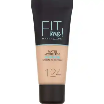 Etos Maybelline New York Fit Me Matte + Poreless Foundation 124 Soft Sand 30 ML aanbieding