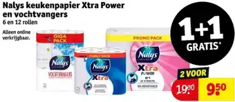 Kruidvat Nalys keukenpapier Xtra Power en vochtvangers aanbieding