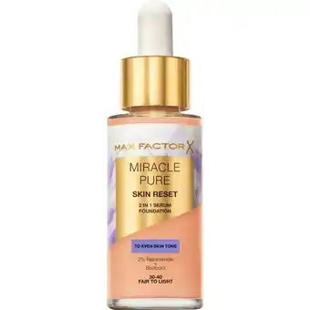 Etos Max Factor Miracle Pure Serum Foundation 30-40 Fair To Light 30 ML aanbieding
