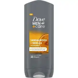Etos Dove Men+Care Sandalwood & Vanilla Showergel 400 ML aanbieding