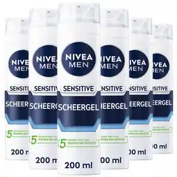 Etos NIVEA MEN Sensitive Scheergel 200 ML Multipack 6 stuks aanbieding
