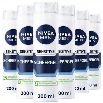 Etos NIVEA MEN Sensitive Scheergel 200 ML Multipack 6 stuks aanbieding