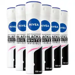 Etos NIVEA Invisible Black & White Original Anti-Transpirant Deodorant Spray 150 ML Multipack 6 stuks aanbieding