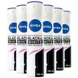 Etos NIVEA Invisible Black & White Original Anti-Transpirant Deodorant Spray 150 ML Multipack 6 stuks aanbieding