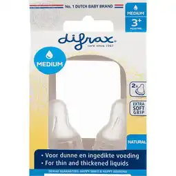 Etos Difrax Flesspeen Natural Medium 3+ Maanden Geschikt voor borst- en flesvoeding aanbieding