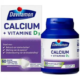 Etos Davitamon Calcium met Vitamine D Kauwtabletten Mint aanbieding