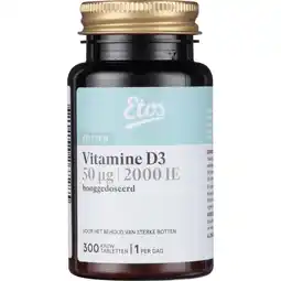 Etos Etos Vitamine D3 50 ug Kauwtabletten Multifruit 300 stuks aanbieding