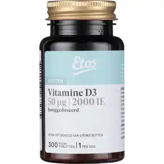 Etos Etos Vitamine D3 50 ug Kauwtabletten Multifruit 300 stuks aanbieding
