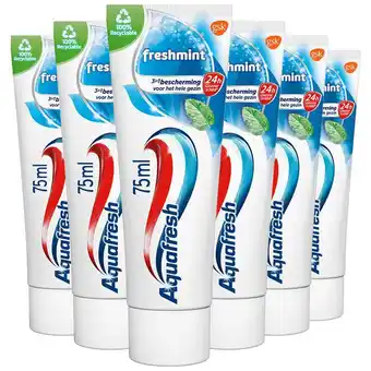 Etos Aquafresh Freshmint 3-in-1 Tandpasta Voor Een Frisse Adem 75 ML Multipack 6 stuks aanbieding