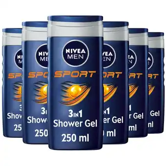 Etos NIVEA MEN Sport Douchegel 250 ML Multipack 6 stuks aanbieding