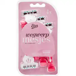 Etos Etos Wegwerpmesjes 4-Blads Roze 4 stuks aanbieding