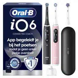 Etos Oral-B iO 6 Duo Zwart & Roze 2 Elektrische Tandenborstels aanbieding