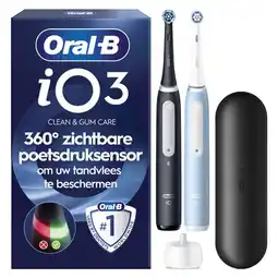 Etos Oral-B iO 3 Duo Zwart & Blauw 2 Elektrische Tandenborstels aanbieding