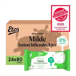 Etos Etos Baby & Kids Milde lotion billendoekjes Megabox 24x80 Stuks aanbieding