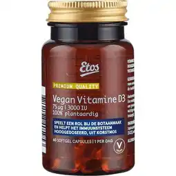 Etos Etos Premium Vegan Vitamine D3 75ug 3000 IU 60 stuks aanbieding