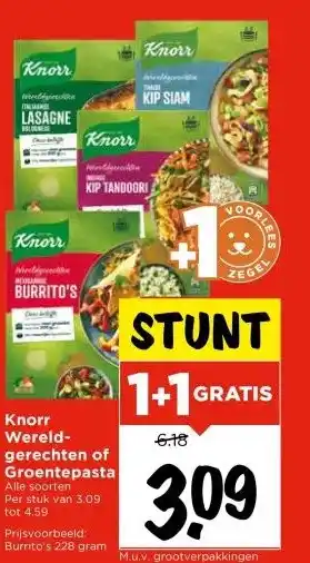 Vomar Voordeelmarkt Knorr Wereld- gerechten of Groentepasta aanbieding