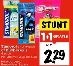 Vomar Voordeelmarkt Stimorol 3- of 4-pack of Bubblicious aanbieding