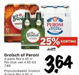 Vomar Voordeelmarkt Grolsch of Peroni aanbieding