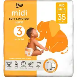 Etos Etos Luiers Midi Maat 3 6-10 kg Mid Pack 35 stuks aanbieding