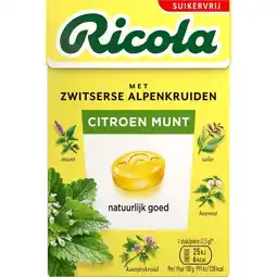 Etos Ricola Kruidenpastilles Lemon Mint Suikervrij aanbieding