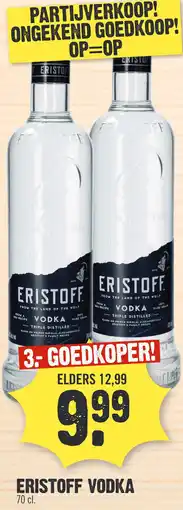 Super Dirck 3 ERISTOFF VODKA aanbieding
