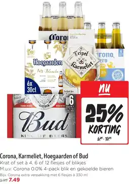 Jumbo Corona, Karmeliet, Hoegaarden of Bud aanbieding