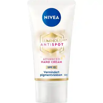 Etos NIVEA Luminous630 Anti-Spot Handcreme SPF 15 50 ML aanbieding
