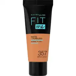 Etos Maybelline New York Fit Me Matte + Poreless Foundation 357 Spiced Sand aanbieding