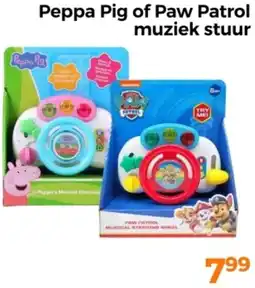 Trekpleister Peppa Pig of Paw Patrol muziek stuur aanbieding